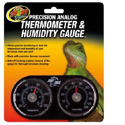 S53-TH-27 Precision Analog Humidity Gauge Accurately reads the amount of water vapor saturation (humidity) in the air of your terrarium. Range is from 0 to 100%.