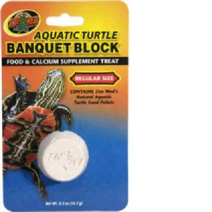 04 - Nutrition 04 - Turtle Aquatic Turtle Banquet Block Food & Calcium Supplement in One! Contains 's Natural Aquatic Turtle Food Pellets. Available in Regular and Giant sizes.