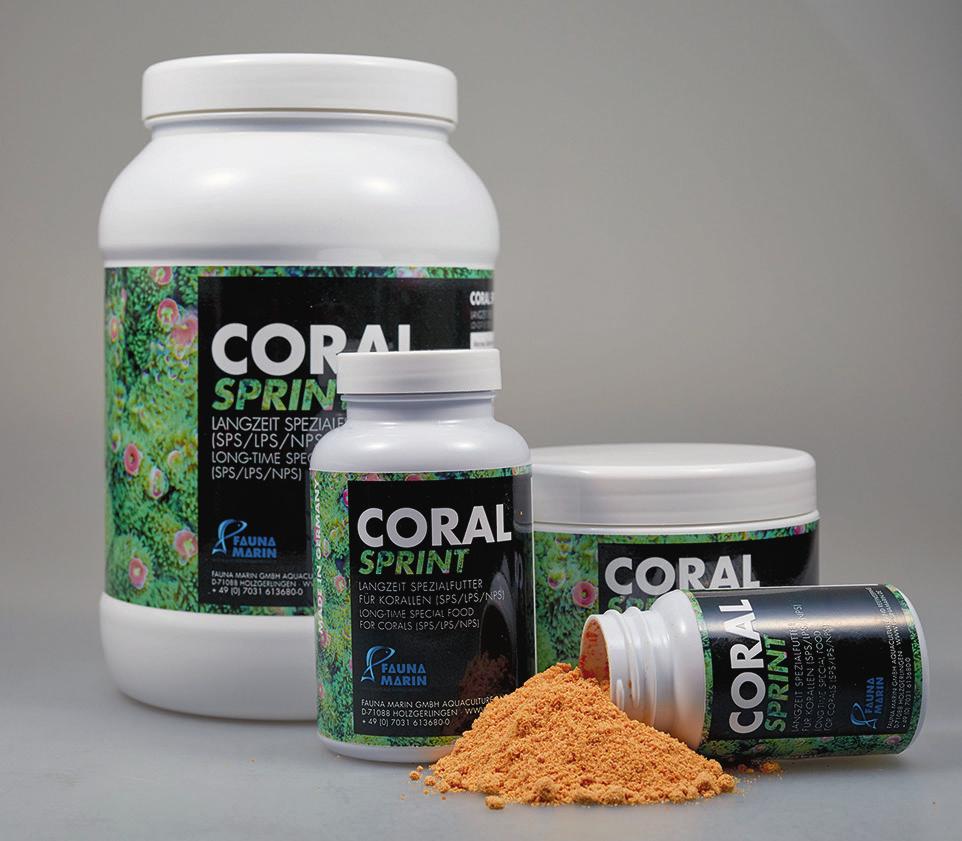 Fauna Marin Coral Sprint Coral fertilizer Coral Sprint is a highly nutritious coral feed that contains high quality volatile proteins, marine fatty acids, and denatured marine bacteria.