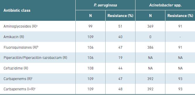 Acinetobacter isolates that were resistant to amikacin, imipenem, and ceftazidime National