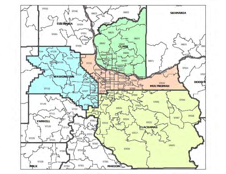 Portland Metro Area 3,727 square miles 4 counties, 2