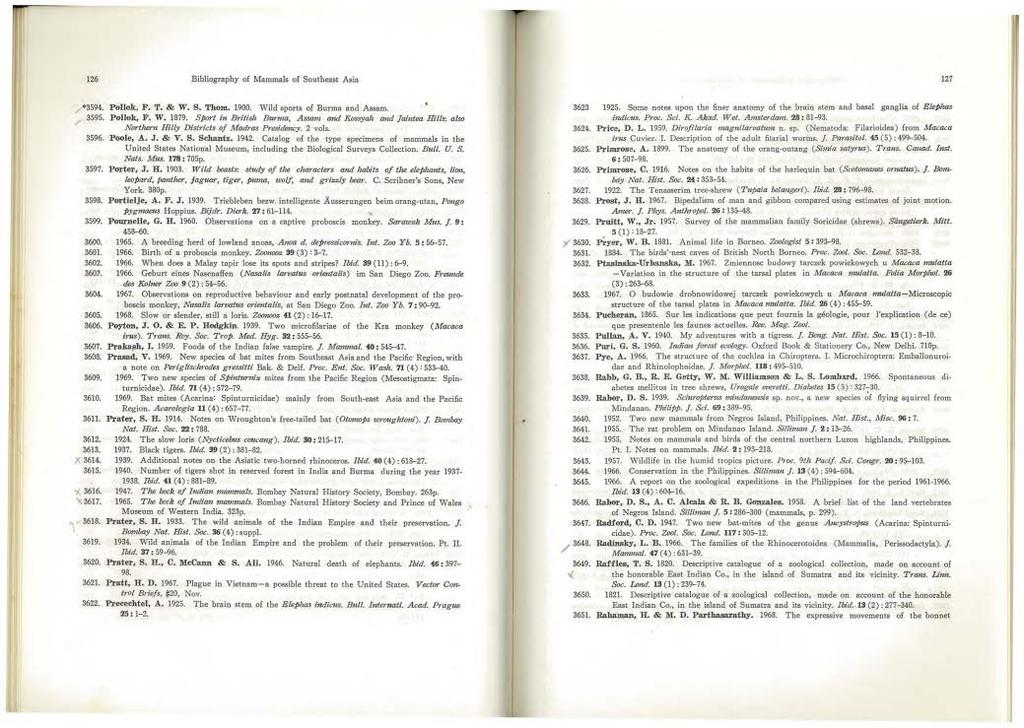 126 Bibliography of Mammals of Southeast Asia 127 / *3594. Pollok, F. T. & W. S. Thom. 1900. Wild sports of Burma and Assam. / 3595. Pollok, F. W. 1879.