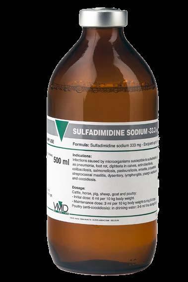 SULFADIMIDIN SODIUM 33,3 % For intravenous, subcutaneous or oral administration: Cattle, horses, pigs, sheep, goats and poultry: - Initial dose: 6 ml per 10 kg body weight - Maintenance dose: 3 ml