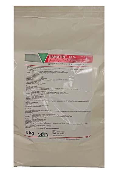 TIAMULIN-10% PREMIX Per gram powder: 100 mg tiamulin hydrogen fumarate To be mixed homogeneously with the animal feed. Poultry: The general insertion rate is 5 kg TIAMULIN-10% premix/ton of feed.