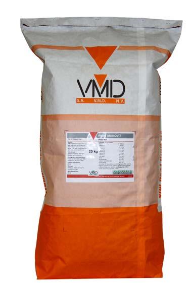 VMD-AMINOVIT FEED MIX Per gram powder: 10,000 I.U. vitamin A 1,000 I.U. vitamin D3 10 mg 2 mg 4 mg 1.5 mg 0.5 mg 20 mg 15 µg 25 mg 1.