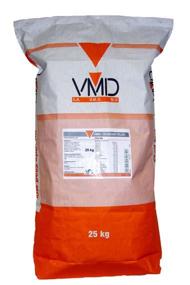 VMD-OLIGOVIT PLUS FEED MIX Per gram powder: 20,000 I.U. vitamin A 5,000 I.U. vitamin D3 10 mg vitamin E 25 µg vitamin B12 10 µg biotin 25 mg nicotinamide 25 mg vitamin C 2 mg vitamin B1 4.