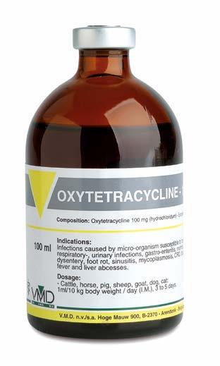 OXYTETRACYCLIN-10 Hypersensitivity to tetracyclines, liver or renal insufficiency, combination with penicillins or cephalosporins. Store cool below 15 C and protect from light.