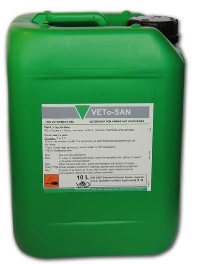 VETo-SAN Store dry, below 25 C and protect from light. 10 litre containers.