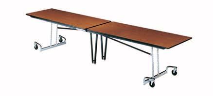 use. Tables feature a safety device that helps avoid pinched fingers during set-up. Locking mechanism to secure tops when in use.