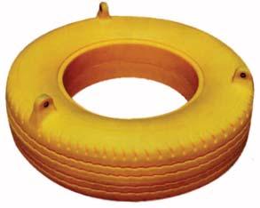 SWINGS Tire Swing Cat. No. A145 $105.00 ea. 30 diameter with 16 opening and 10 deep. Made of MDPE polyethylene. Available in bright Yellow, Green, Blue and Red.