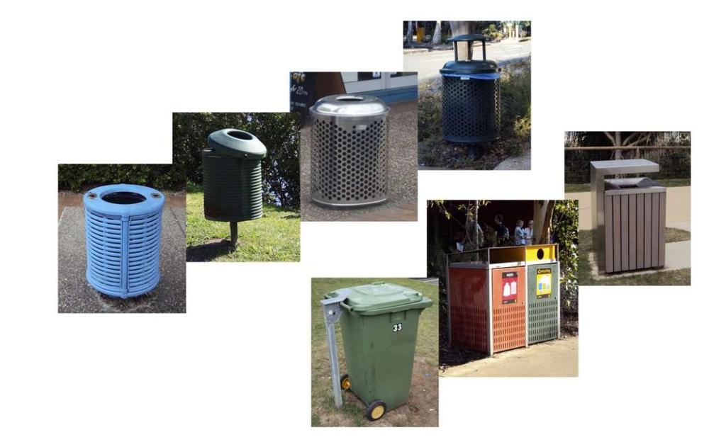 Figure 40 Variations of ibis-proof rubbish bins (Berton 2010 reproduced here with permission) While not classed as a lethal control method, these acts of disentangling the ibis from urban landfills