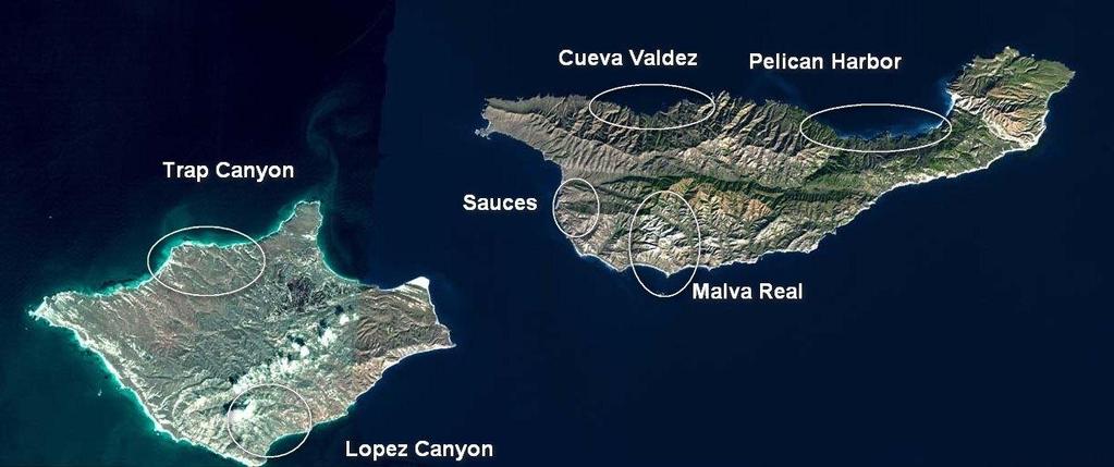 753 m. Santa Cruz is the most rugged and topographically diverse of the northern Channel Islands and has a Mediterranean climate, with mean monthly temperatures ranging from 11.7-20.