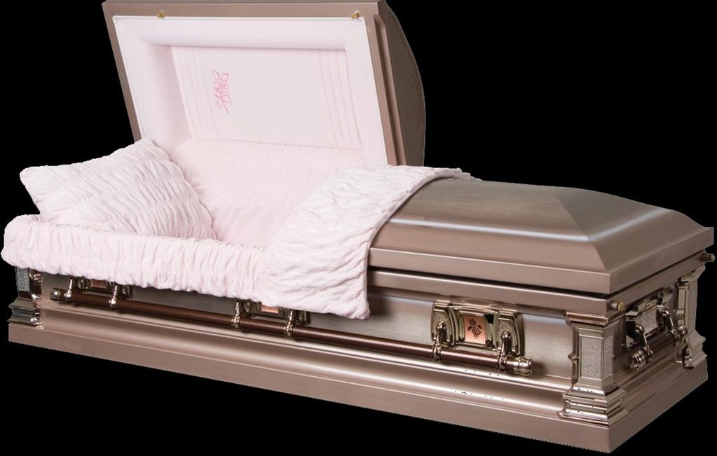 includes either the Stainless Steel Triune, Cameo Rose SST or Veterans SST Burial Vault and one of the caskets shown.