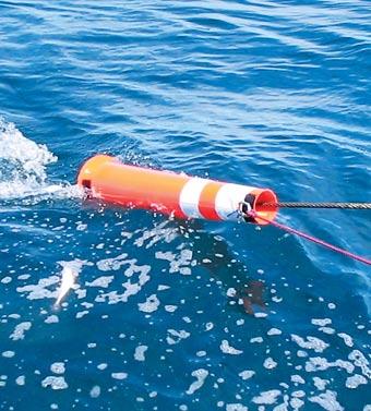 The Traffic Cone reduces the volume of seabird bycatch by making the cables more visible.