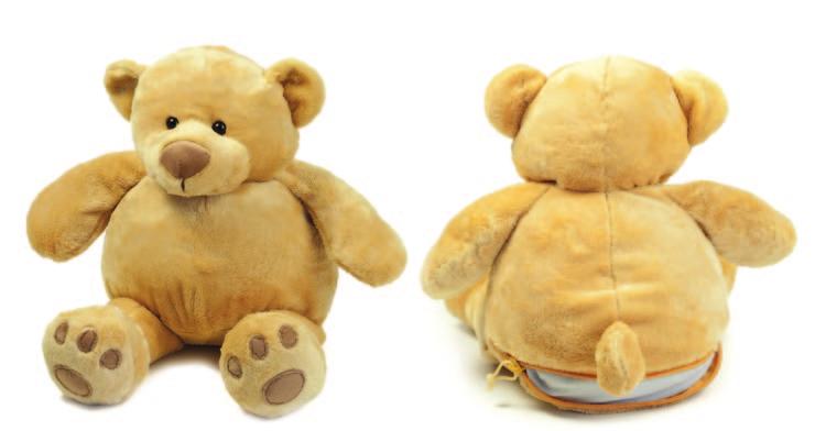 ZIPPIE BEAR - 025 - Honey coloured, chubby soft plush bear with contrast nose and feet detail.