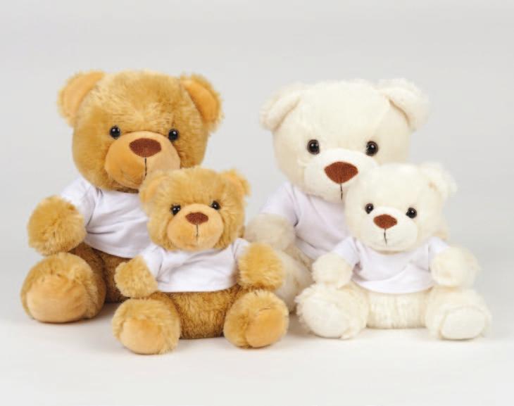 BEAR IN A T-HIRT - 030 - Plush cream and mid brown coloured bears with white cotton removable short
