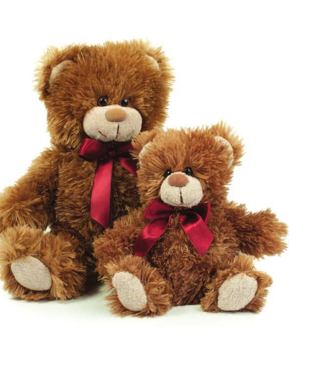 5cm BERTIE BEAR - 004 - Plush light brown coloured bear with a white/blue tartan ribbon.