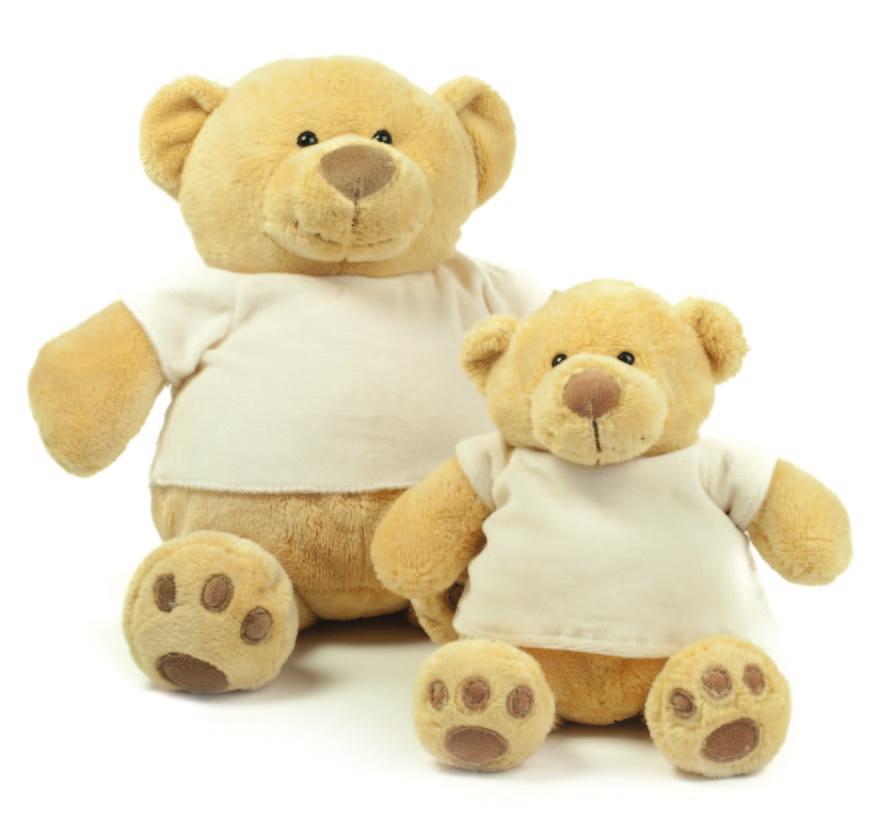 HONEY BEAR - 021 - Honey coloured, chubby soft plush bear comes dressed in a creamy velour t-shirt.