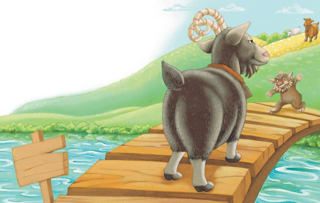 The troll climbed up the bridge. He saw Big. This goat was very big, just as Middle had said.