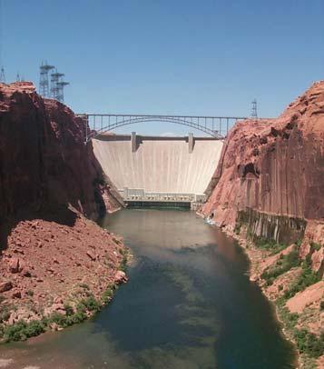 Glen Canyon dam: - built 1963 - power plant - water release from power plant 20,000 to 25,000 cfs - before 1963 seasonal high @ 100,000 cfs -