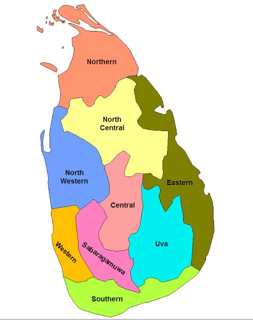 Sri Lanka Island in Indian Ocean, land extent-64,000sq km, 9 provinces and 25