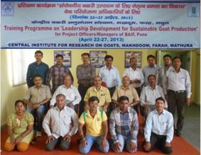 Organized a 55th 10 days National Training Programme on Scientific Goat Farming on 04-13 September, 2013 at CIRG, Makhdoom.