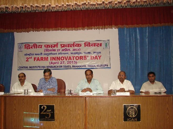 Farm innovator s day organized Institute organized Farm Innovator s day on 27 April 2013. Dr. A.K. Mishra, Vice Chancellor, MAFSU was the Chief Guest and Dr.