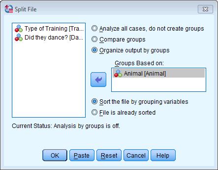 First, to split the file we need to select and then select the Organize output by groups option