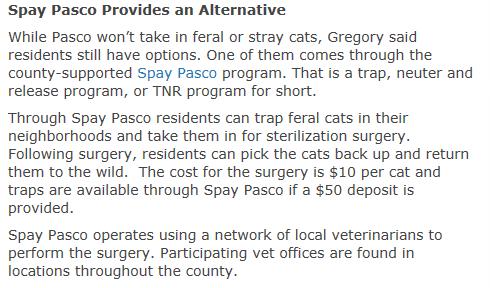 Scheduled or limited intake if: Today, you don t have the resources to provide spay/neuter/return Today, the outcome if admitted will be euthanasia of that cat or another The cat is not suffering, at
