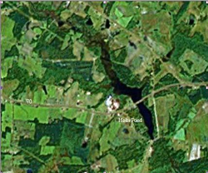and there was little buffer vegetation to protect the pond from sedimentation and construction runoff. Figure 1. Satellite photo of Holts Pond. Modified from Google Maps on January 31, 2006.