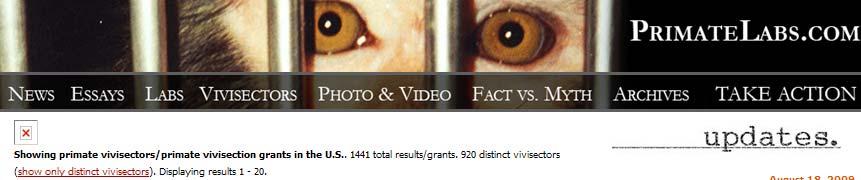 Showing primate vivisectors/primate vivisection grants in the U.S. 1441 total results/grants.
