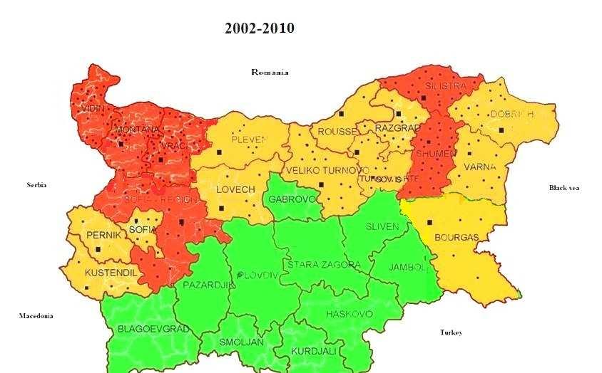 Rabies 2002-2010 18 regions 13 in Northern part, 5 in South Bulgaria. 219 cases in total - only 39 of them were in South Bulgaria. 2007 - Start of the Rabies cases in South Bulgaria.
