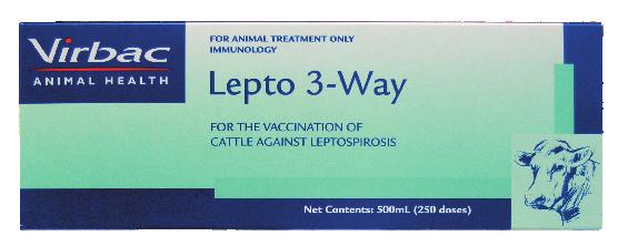 Lepto 2-Way Lepto 2-Way For the control of leptospirae infection in cattle by immunisation against Leptospirae interrogans serovar hardjo and L. interrogans serovar pomona.