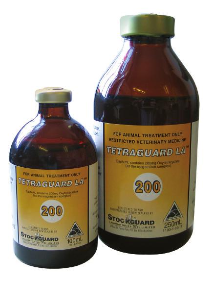 Tetraguard LA Tetraguard LA An aqueous ready to use injectable solution containing 200mg/mL of oxytetracycline, as the long-acting magnesium complex.