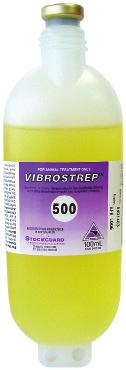 Vibrostrep A sterile, aqueous high potency solution containing 500,000i.u. streptomycin/ml (250mg dihydrostreptomycin, as sulphate) and 250mg streptomycin, as sulphate.