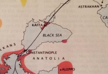 WATER ROUTES The plague reached Kaffa in about 1347 Major