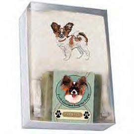 HALLOWEN RAFFLE (CONTD) And this embroidered Papillon guest towel and Papillon soap wrap up this fantastic prize package!
