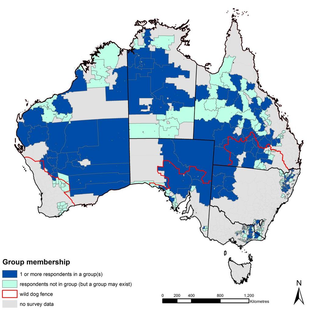 Map 11 Location of surveyed landholders involved in wild dog management groups Source: survey 2014 Landholders who were involved in a group were asked a series of questions about their groups
