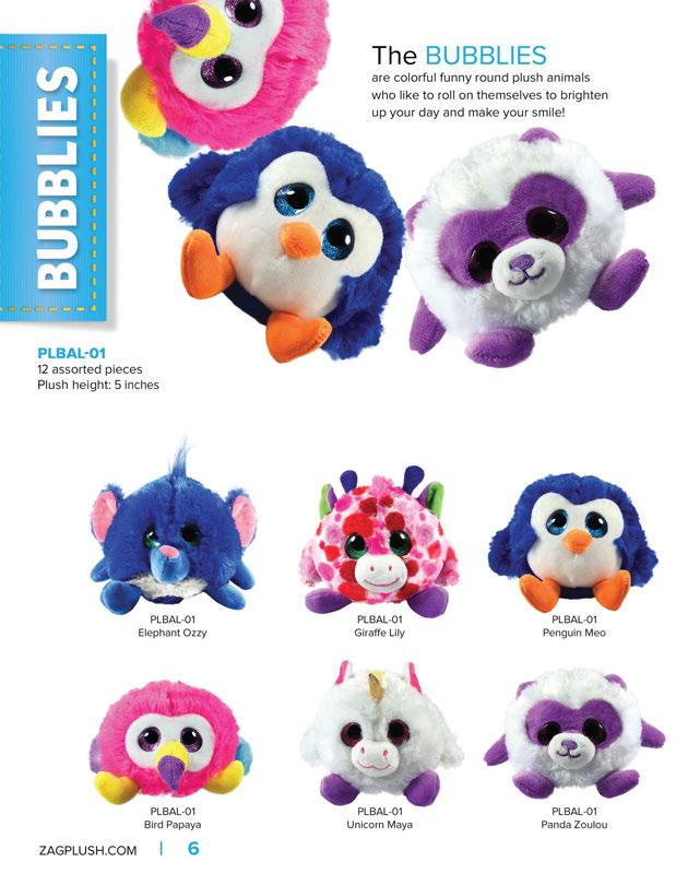The BUBBLIES are colorful funny round plush animals who like to roll on themselves to brighten up your day and make your smile!