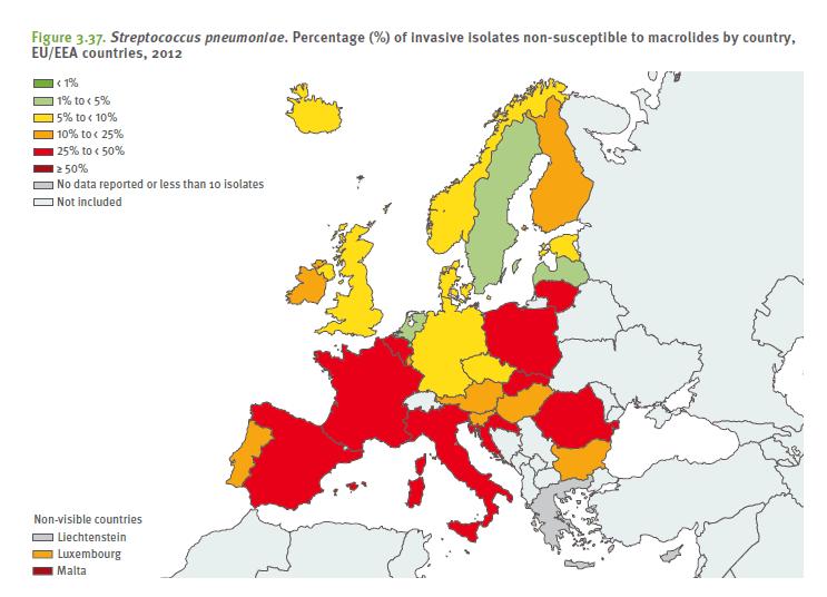 Some potential approaches Community-acquired pneumonia local (country, region...) data on resistance (example: macrolides and S. pneumoniae) European Centre for Disease Prevention and Control.