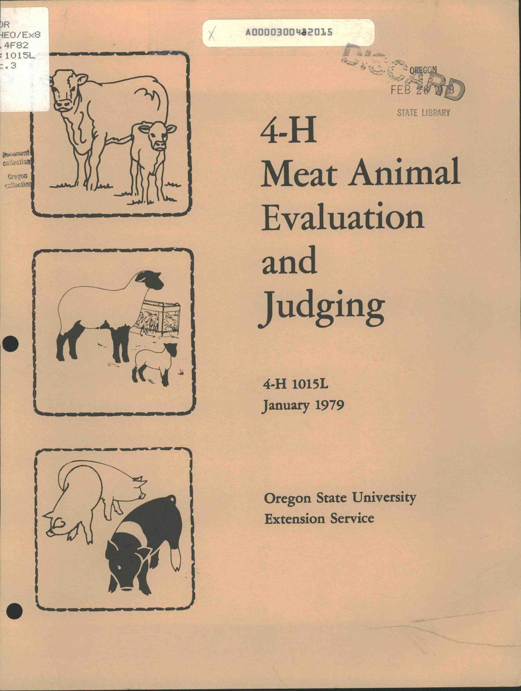/ Ex8 82 15L AOU003OO42O]J5 FEWW 4-H STATE LIBRARY ttc gofl Meat Animal