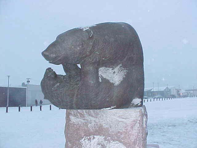 The polar bear statue