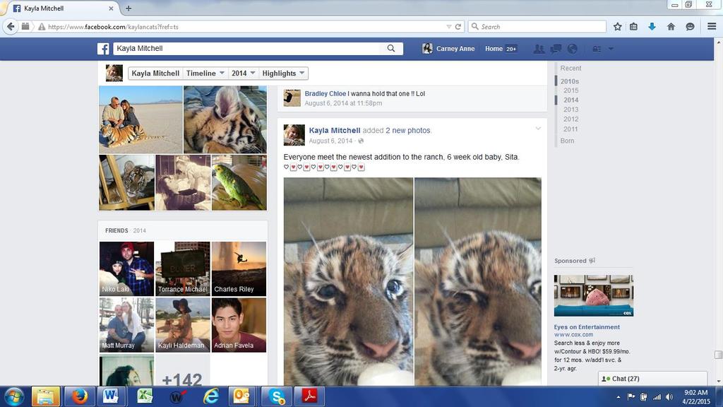 Image 3: Kayla Mitchell posted on August 6, 2014, the acquisition of yet another tiger cub from