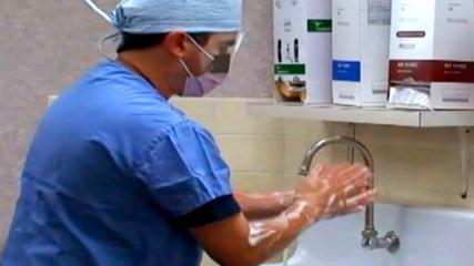 Surgical hand scrub Hibiscrub / Povidone Iodine Timing : at