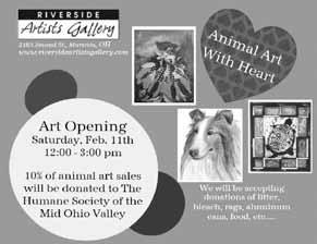 ANIMAL ART WITH HEART February 2012 The Riverside Artists Gallery, 219A Second Street, Marietta, Ohio is sponsoring a unique fundraiser during the month of February.
