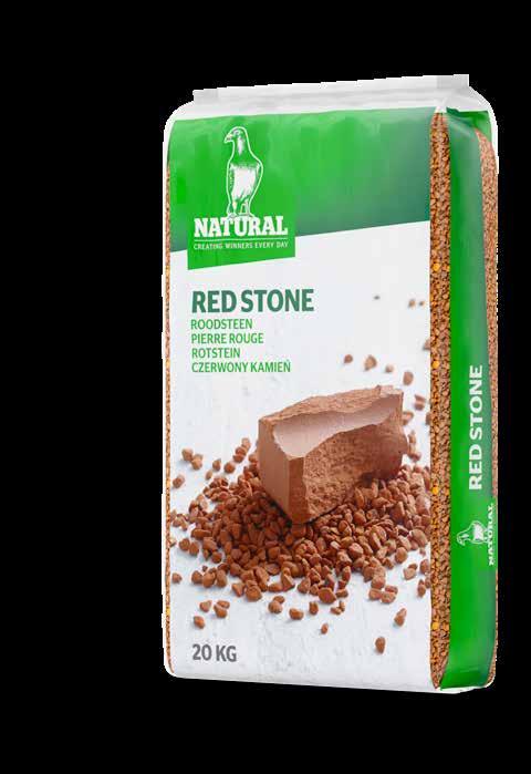 Natural Red Stone Rich in minerals and trace-elements The Natural Red Stone is rich in minerals and trace elements and pigeons just love picking on it.