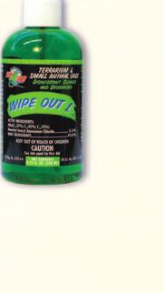 WIPE OUT 1 Terrarium and small animal cage disinfectant, cleaner and deodorizer. It is ideal for cleaning, disinfecting and deodorizing terrariums and other animal enclosures.