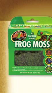SUBSTRATES & ACCESSORIES A B C MADE FROM 100% POST- CONSUMER RECYCLED PLASTIC BOTTLES! A. FROG MOSS Frog Moss (Also called Pillow Moss ) will come back to life and grow in proper terrarium conditions.