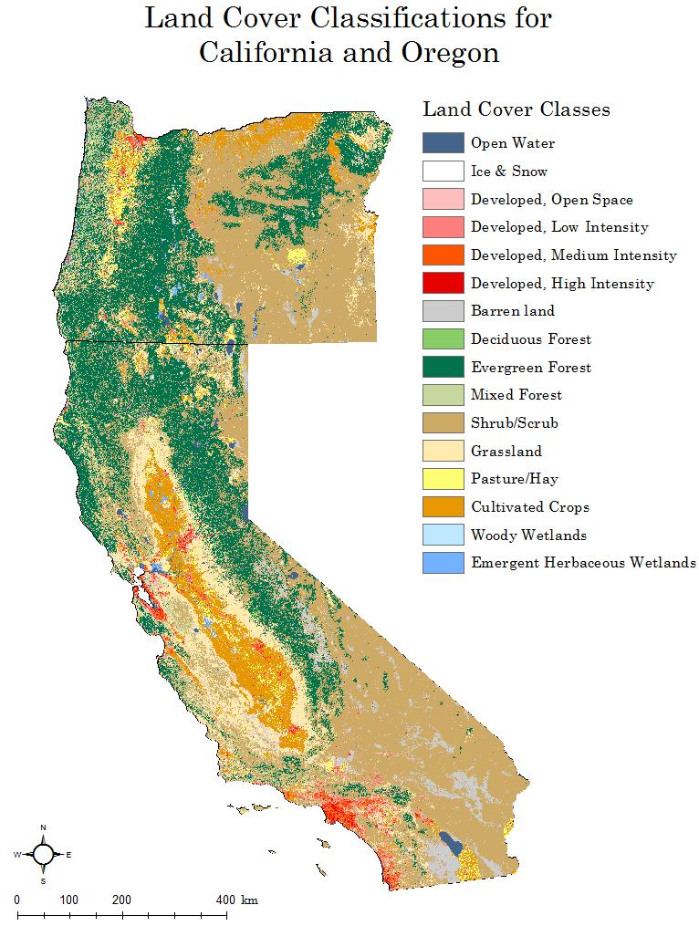 Appendix C: Maps of Spatial Data Sources Figure C.1. Land Cover Classifications for Oregon and California.