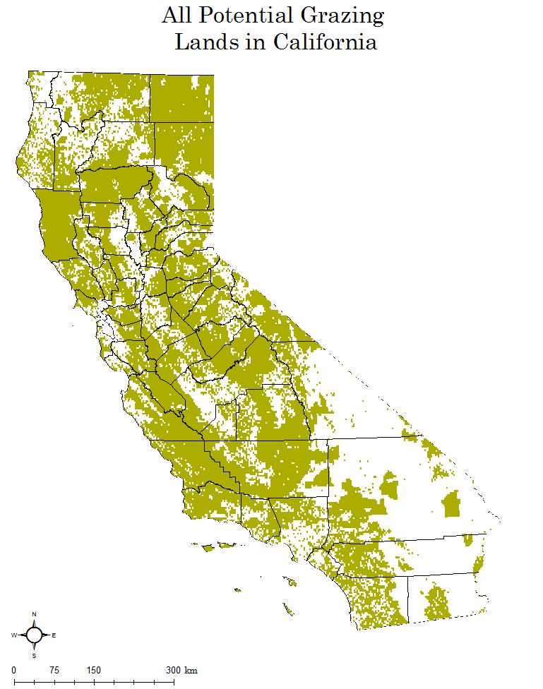 Figure C.12. All potential grazing lands in California.